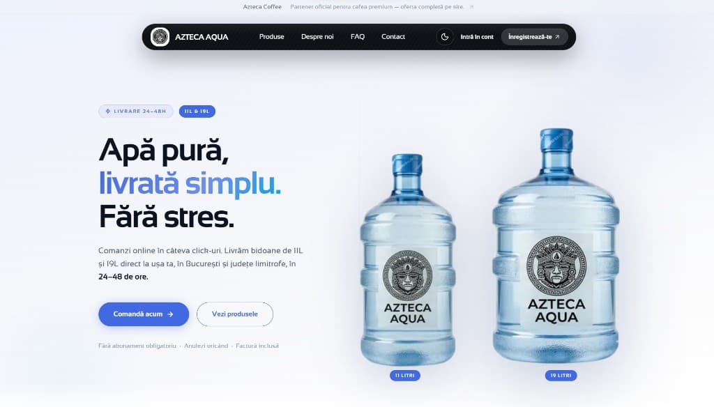 Azteca Aqua — sistem modern de comandă & livrare apă